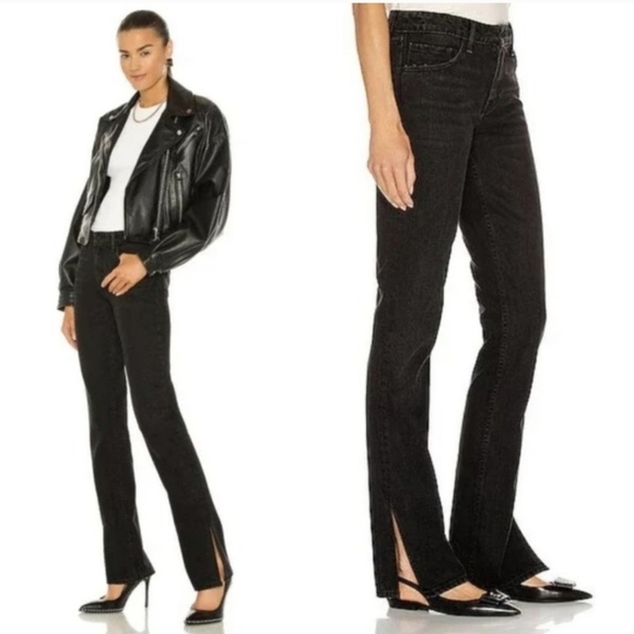 GRLFRND hailey jean in Black Low Rise Slim Boot With Slit Capsule Wardrobe - Picture 1 of 9